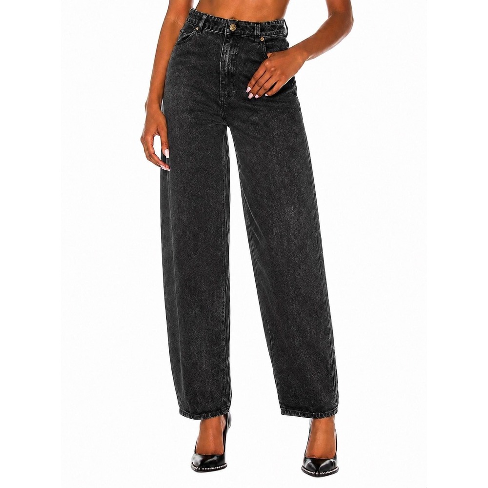 Rolla's Genie Jean Shadow Black High Rise Tapered Denim Size 32 Aussie 14